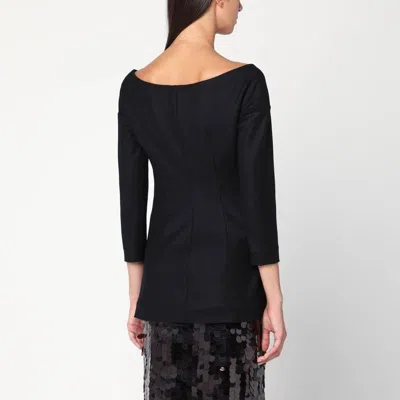 Alberta Ferretti Black Wool V Neck Jacket