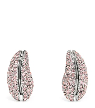 Tory Burch Wave Crystal Embellished Stud Earrings In Gray