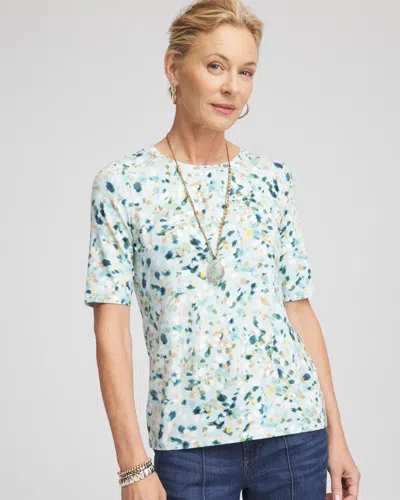 Chico's Touch Of Cool Elbow-sleeve Perfect Tee In Blue Menthe