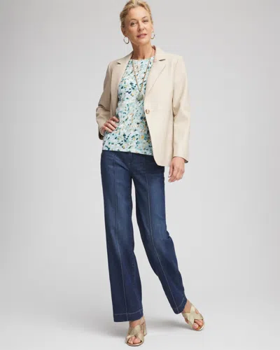 Chico's Touch Of Cool Elbow-sleeve Perfect Tee In Blue Menthe