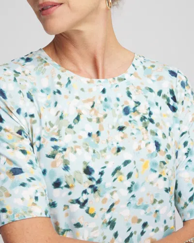 Chico's Touch Of Cool Elbow-sleeve Perfect Tee In Blue Menthe
