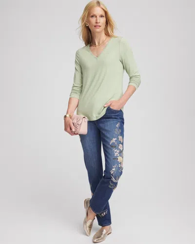 Chico's Touch Of Cool Layering Tee In Sage Meadow