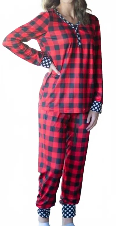 Shirley Stone Plaid & Dots Loungewear Set In Multi In Pink