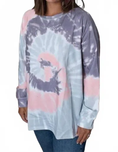 Shirley Stone Sassy Swirl Tie Dye Tunic In Grey In Blue
