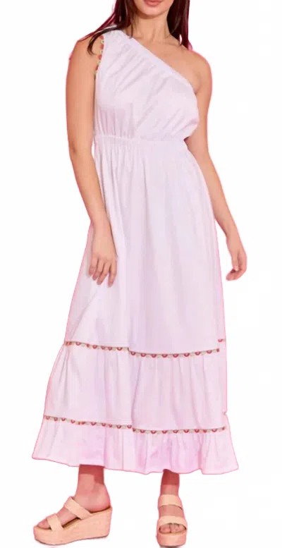 Alden Adair Addison Midi Dress In Bright White In Pink