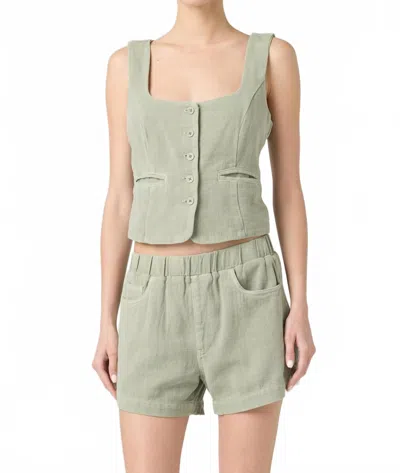 Blanknyc Button Front Vest In Green