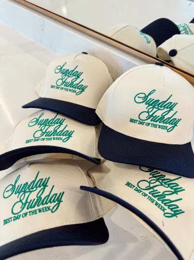 Kenzkustomz Sunday Funday Best Day Of The Week Trucker Hat In White In White