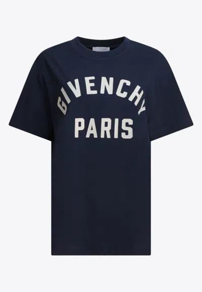 Givenchy Navy Blue Cotton Oversize T-shirt In Blue