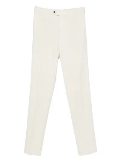Pt Torino Flat Front Trousers With Button Fly In Neutral