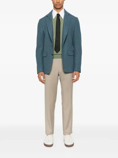 Fursac Virgin Wool Single-breasted Blazer In Green