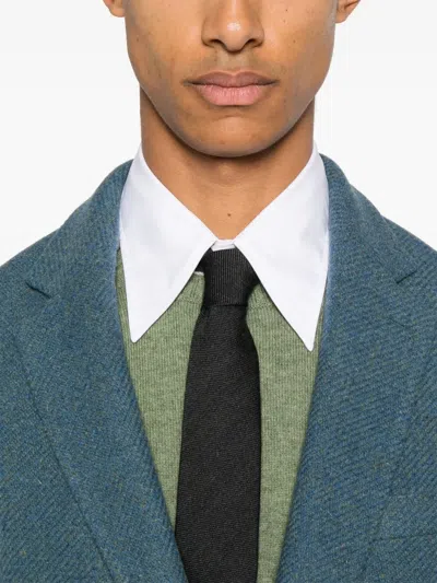 Fursac Virgin Wool Single-breasted Blazer In Green