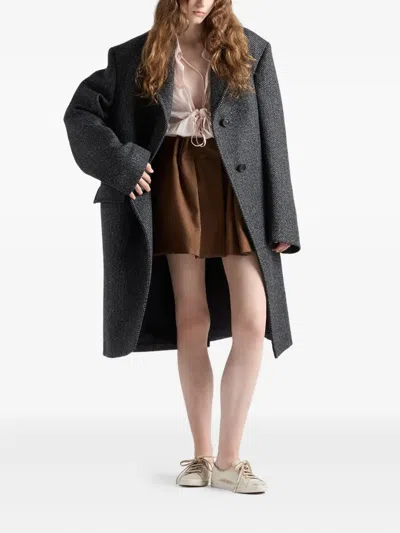 Prada Shirt In Cotton With A Ribbon Detail In Pink