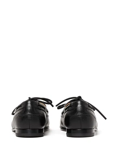 Scarosso Ginevro Leather Lace-up Boat Shoes In Black