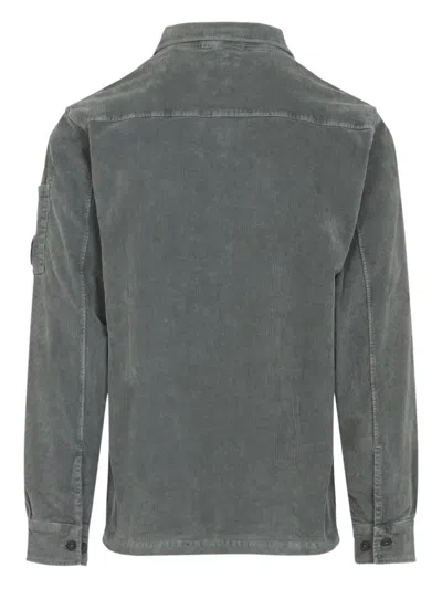 C.p. Company Soft Corduroy Fabric Shirt Jacket With Classic Collar In Gray