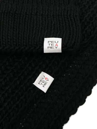 Peuterey Wool Beanie And Scarf Set In Black