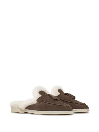 Scarosso Lucrezia Shearling Slip-on Mules In Brown