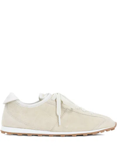 Jacquemus Low-top Rubber Sole Sneakers With Textured Finish In Neutral