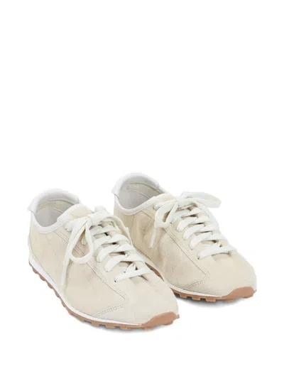 Jacquemus Low-top Rubber Sole Sneakers With Textured Finish In Neutral