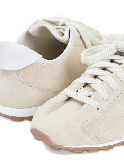 Jacquemus Low-top Rubber Sole Sneakers With Textured Finish In Neutral