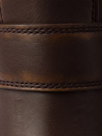 Prada Vintage-finish Leather Booties In Brown