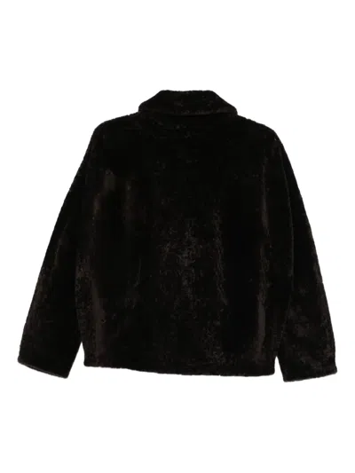 Manzoni 24 Collared Shearling Jacket In Black