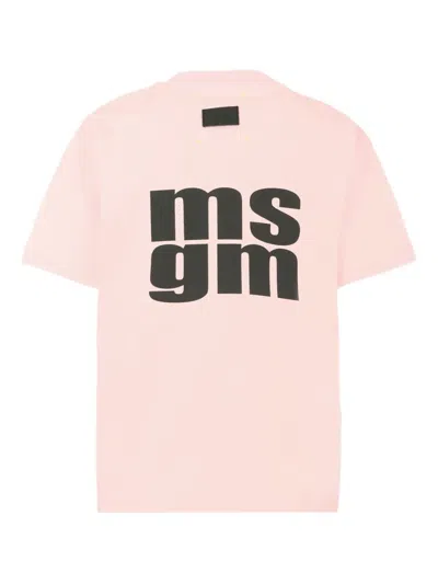Msgm Logo-print Cotton T-shirt In Pink