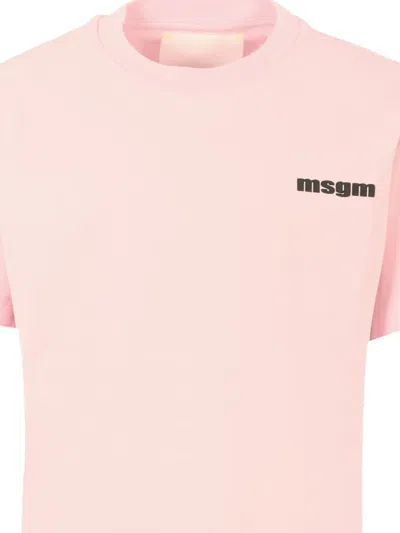 Msgm Logo-print Cotton T-shirt In Pink