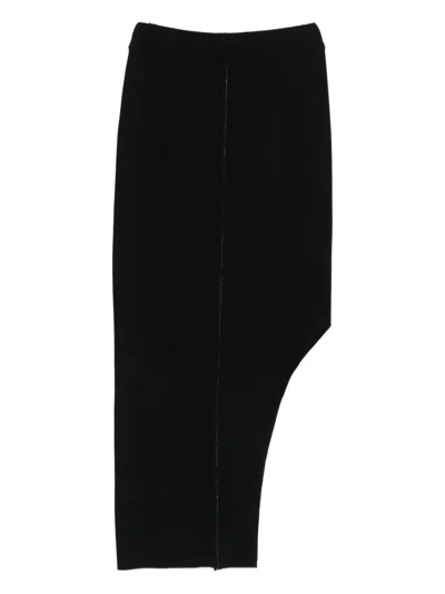 Thom Krom Asymmetric Drawstring Midi Skirt In Black
