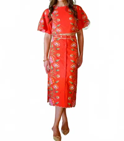 Elizabeth James The Label Frannie Skirt-indian Flower In Red In Multi