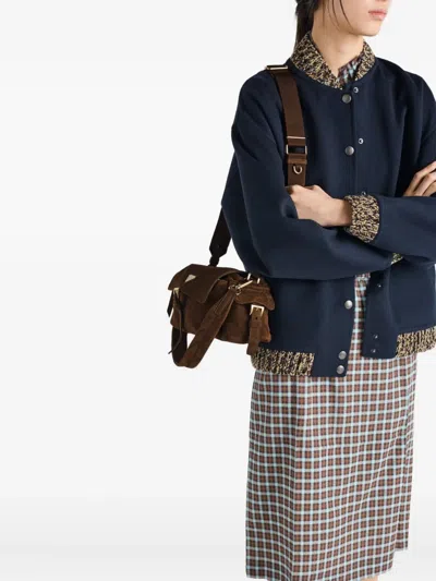 Prada Explore Medium Suede Shoulder Bag With Flap In Pattern