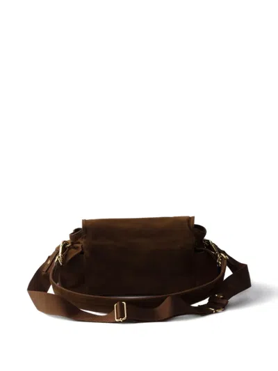 Prada Explore Medium Suede Shoulder Bag With Flap In Pattern