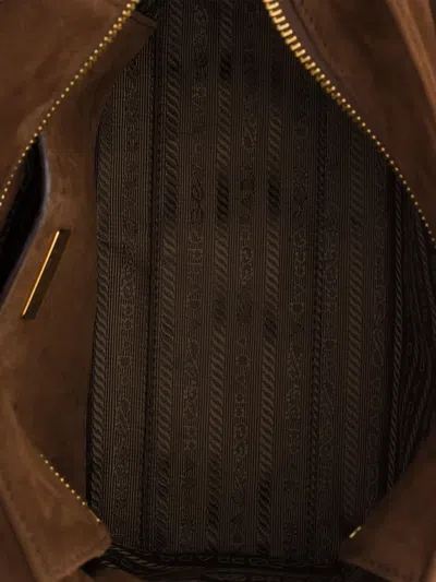 Prada Explore Medium Suede Shoulder Bag With Flap In Pattern