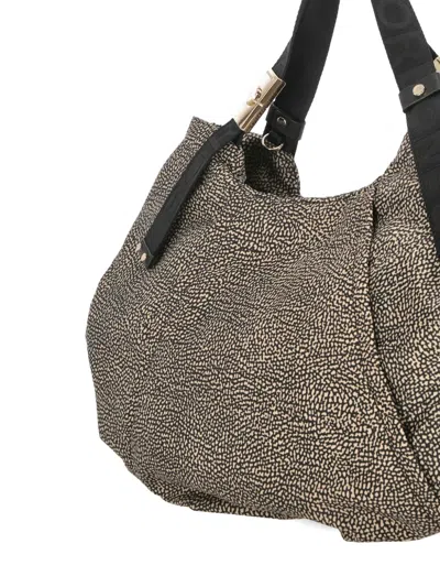 Borbonese Medium Fold Bowler Macadam-print Tote Bag In Neutral