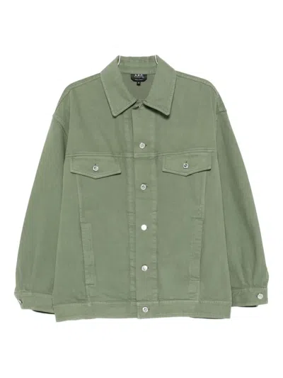 Apc Button-fastening Flap-pocket Jacket In Green