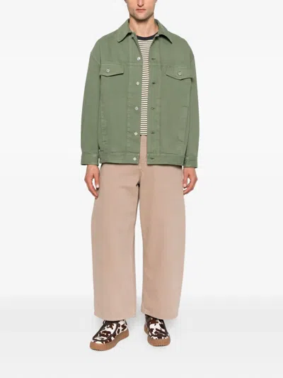 Apc Button-fastening Flap-pocket Jacket In Green