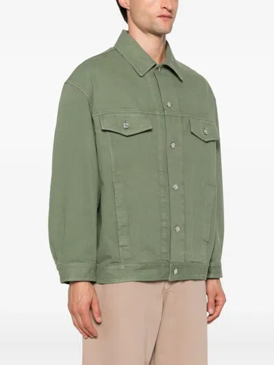 Apc Button-fastening Flap-pocket Jacket In Green