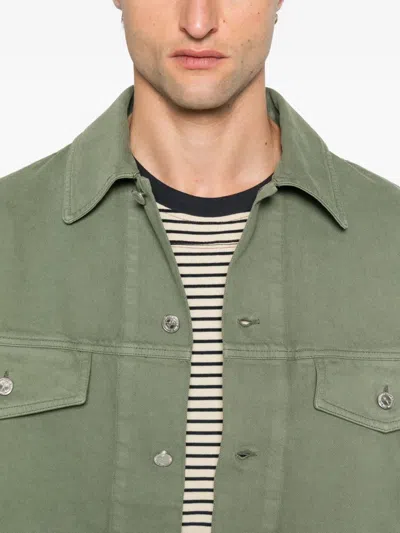 Apc Button-fastening Flap-pocket Jacket In Green