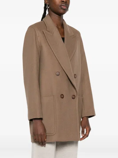 Max Mara Coats Brown In Brown