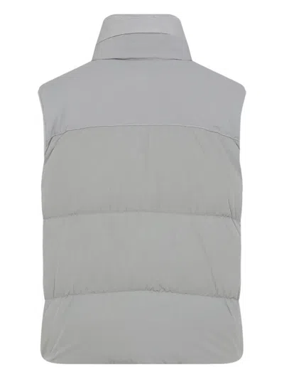 C.p. Company Padded Grey Vest With High Stand Collar And Snap-button Placket In Gray