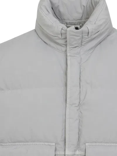 C.p. Company Padded Grey Vest With High Stand Collar And Snap-button Placket In Gray