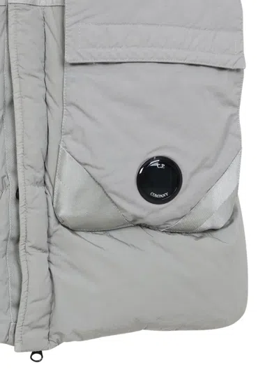C.p. Company Padded Grey Vest With High Stand Collar And Snap-button Placket In Gray