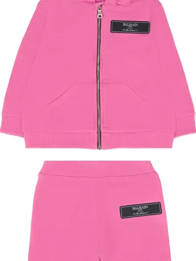 Balmain Logo-patch Tracksuit In Pink