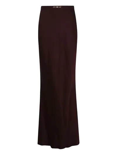 Elisabetta Franchi Long Skirt With High Waist And Metal Detail In Burgundy