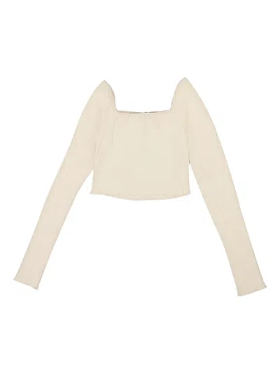 Callipygian Square-neck Ribbed Top In Neutral