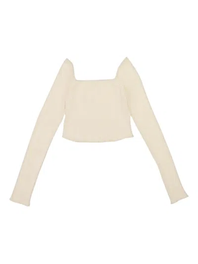 Callipygian Square-neck Ribbed Top In Neutral