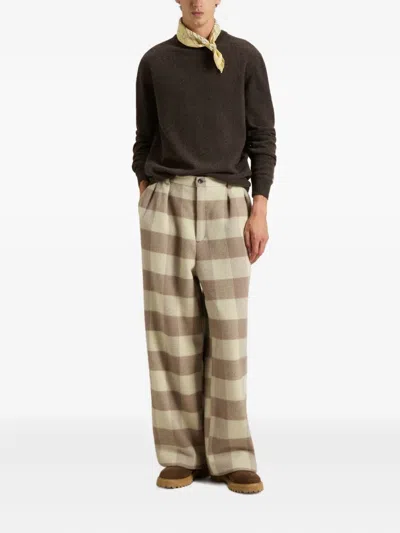 Woolrich Wool Crew Neck Sweater In Brown