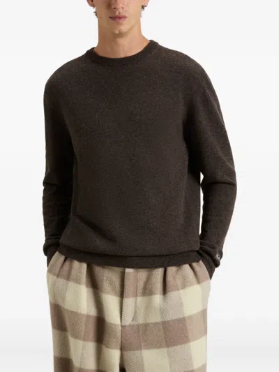Woolrich Wool Crew Neck Sweater In Brown