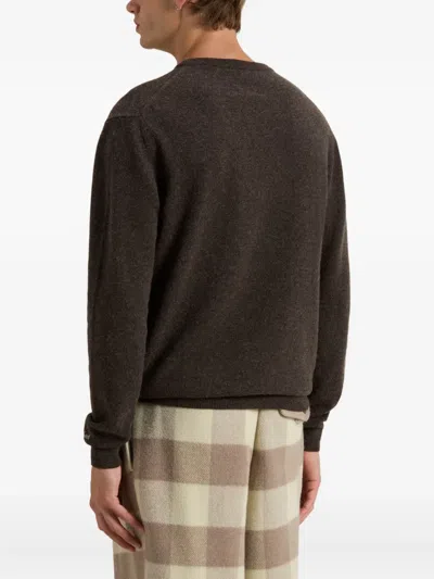 Woolrich Wool Crew Neck Sweater In Brown