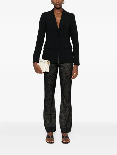Twinset Damask-pattern Trousers In Black