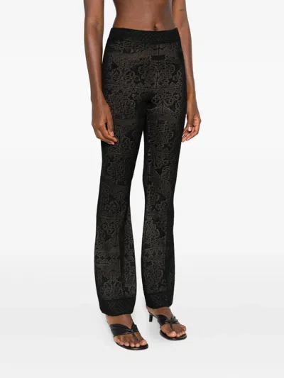 Twinset Damask-pattern Trousers In Black